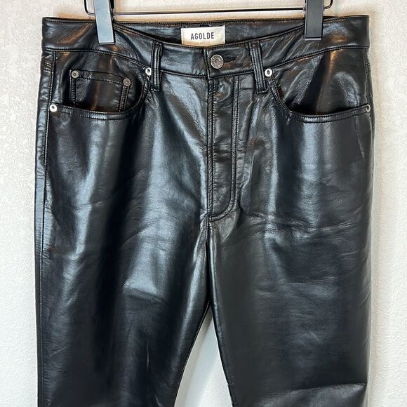 NWT Agolde Recycled Leather Fitted 90's Pants in Detox Size 30 - Picture 3 of 16